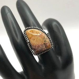 Silver-Tone & Stone Adjustable Fashion Ring